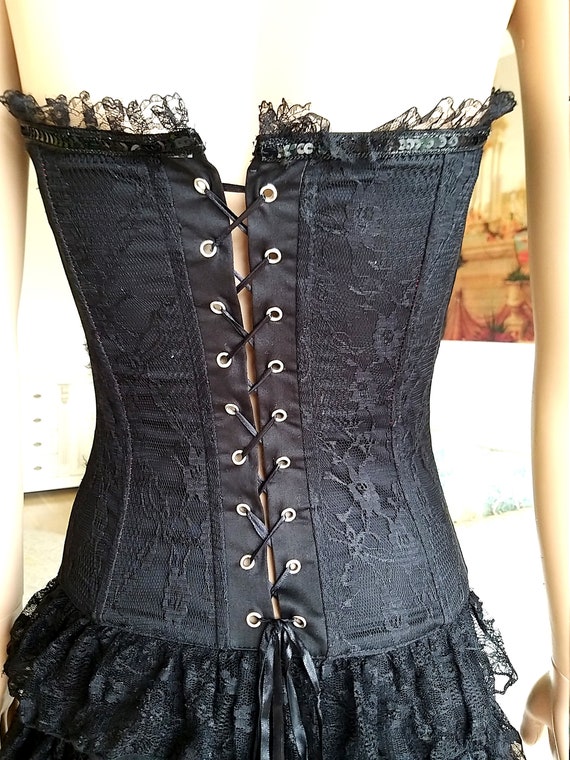 steampunk dress XS women black Ruffle Dress witch… - image 7