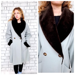 womens wool coat S womens coat  Vintage winter coat warm coat womens jacket plaid coat Double Breasted coat tartan coat ladies coat