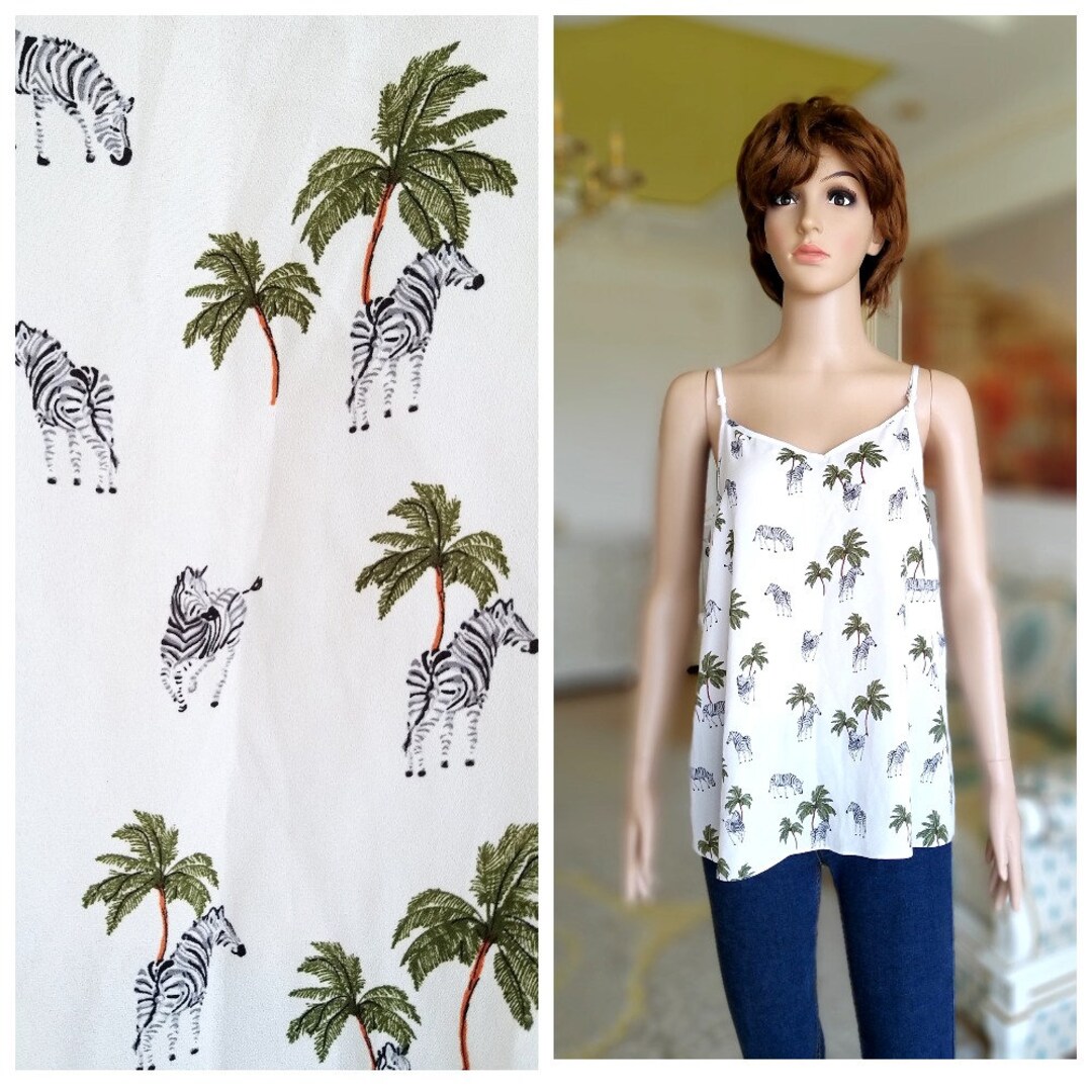 PESTO☆TREE SLEEVELESS TOP Zebra Print Top XL Womens Top Summer Top Sleeveless Blouse