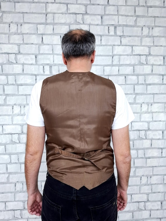 メンズベスト L メンズレザーベスト ブラウンレザークロージング