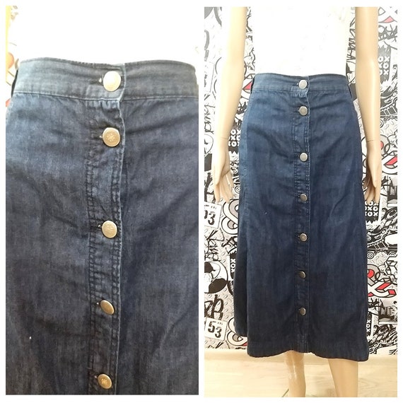 Cato Women's Denim Blue Jean Maxi Skirt Plus Size 16W Button Front | eBay