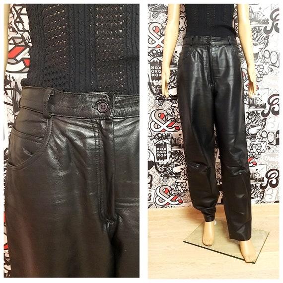 Leather Clothing womens Leather pants M black Leat