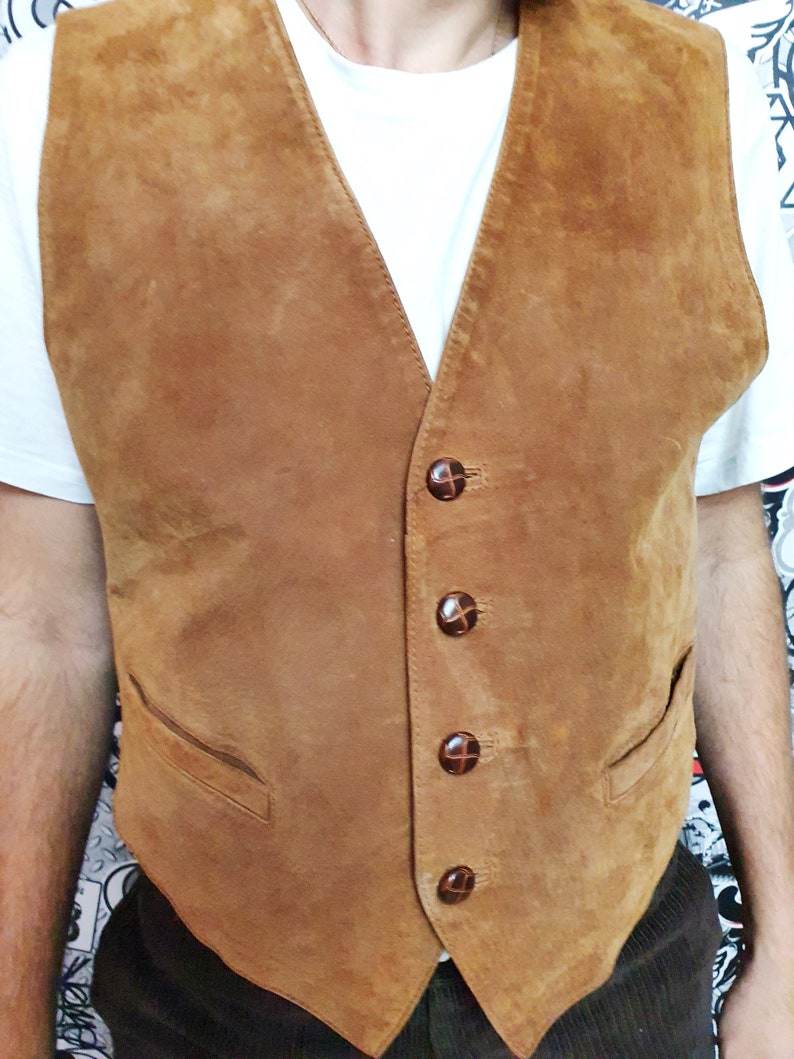 Mens Leather Vest for Men Brown Leather Clothing Cowboy Vest - Etsy