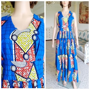 mujeres vestido africano impresión vestido afrofino geométrico impresión vestido ankara estilo vestido hippie boho vestido M ankara moda Kitenge vestido