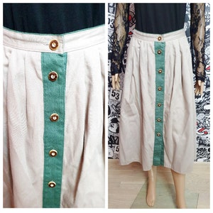 Button skirt Octoberfest Clothing german dirndl skirt  bavarian skirt festival skirt Octoberfest skirt beige dirndl skirt folk skirt L