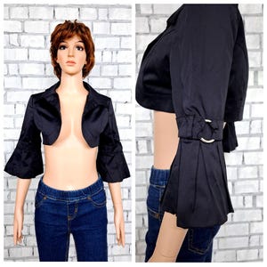Schwarzer Bolero Schwarze Crop Jacke S/M Hochzeit Bolero Braut Bolero Shrug für Kleider Schwarzer Shrug Kurze Jacke