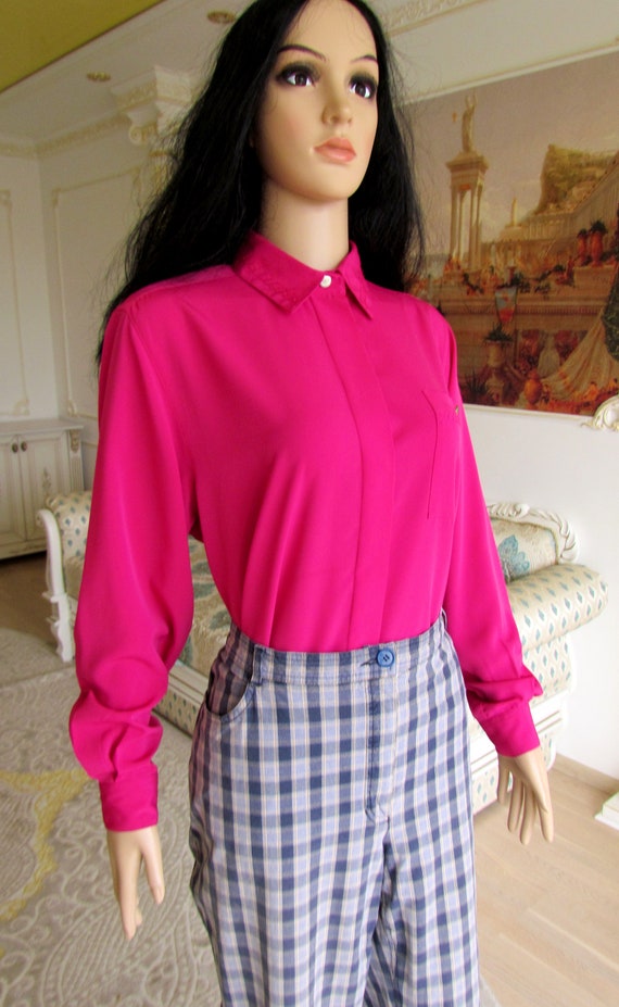 80s pink blouse long sleeve Blouse Victorian Blou… - image 7