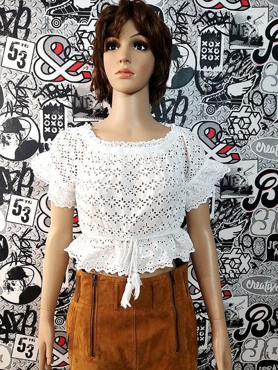White Crop Top dirndl top bavarian top Dirndl Blo