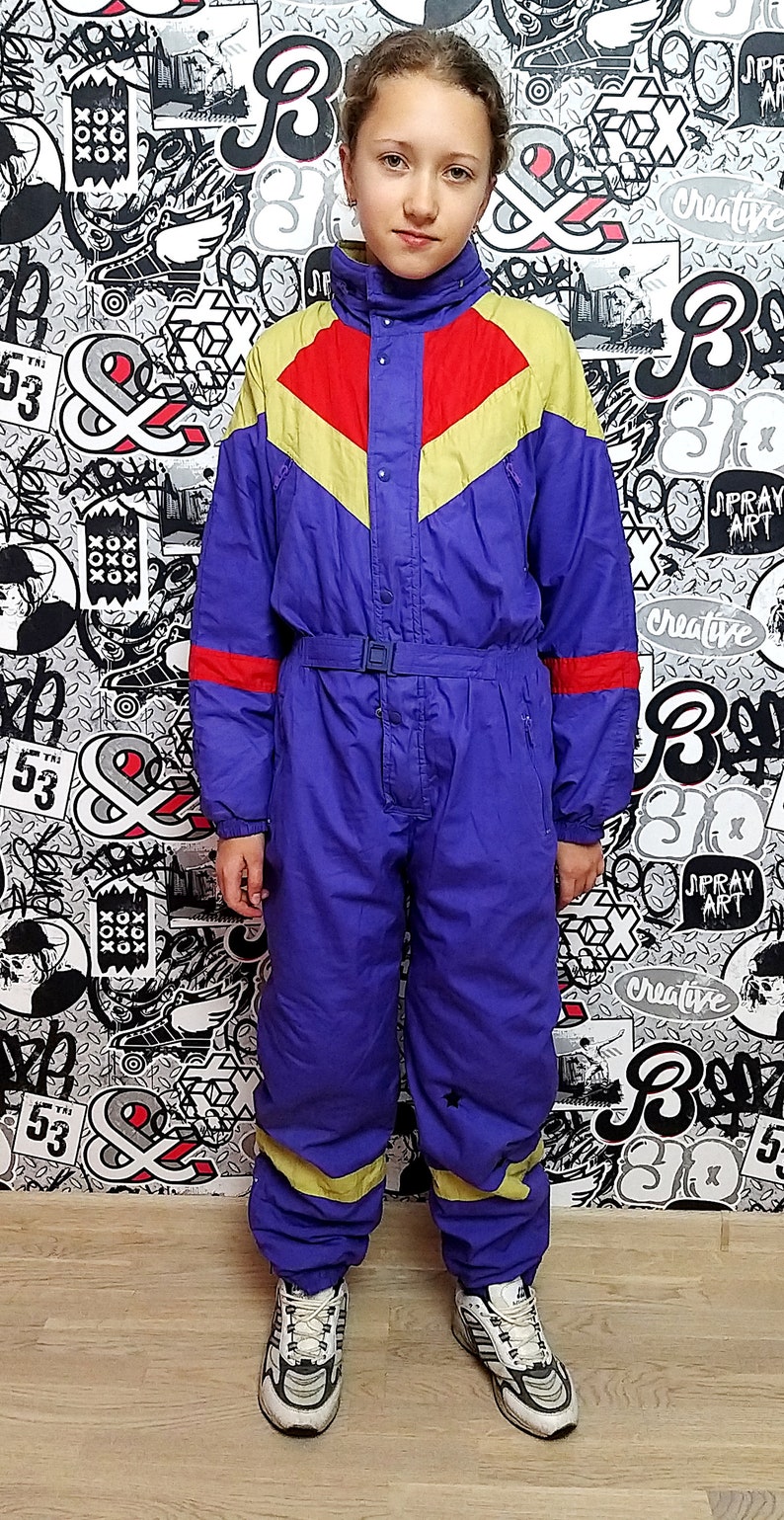 80s ski suit purple ski suit 12 Kids Ski suit mountain | Etsy