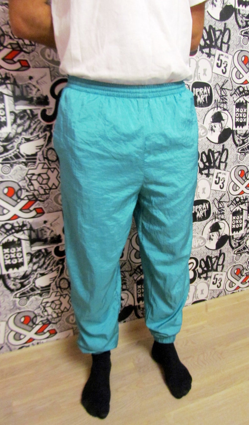 mint green pants sport pants Mens track pants shell pants athletic pants athletic trousers track suit pants sport windbreaker trousers L