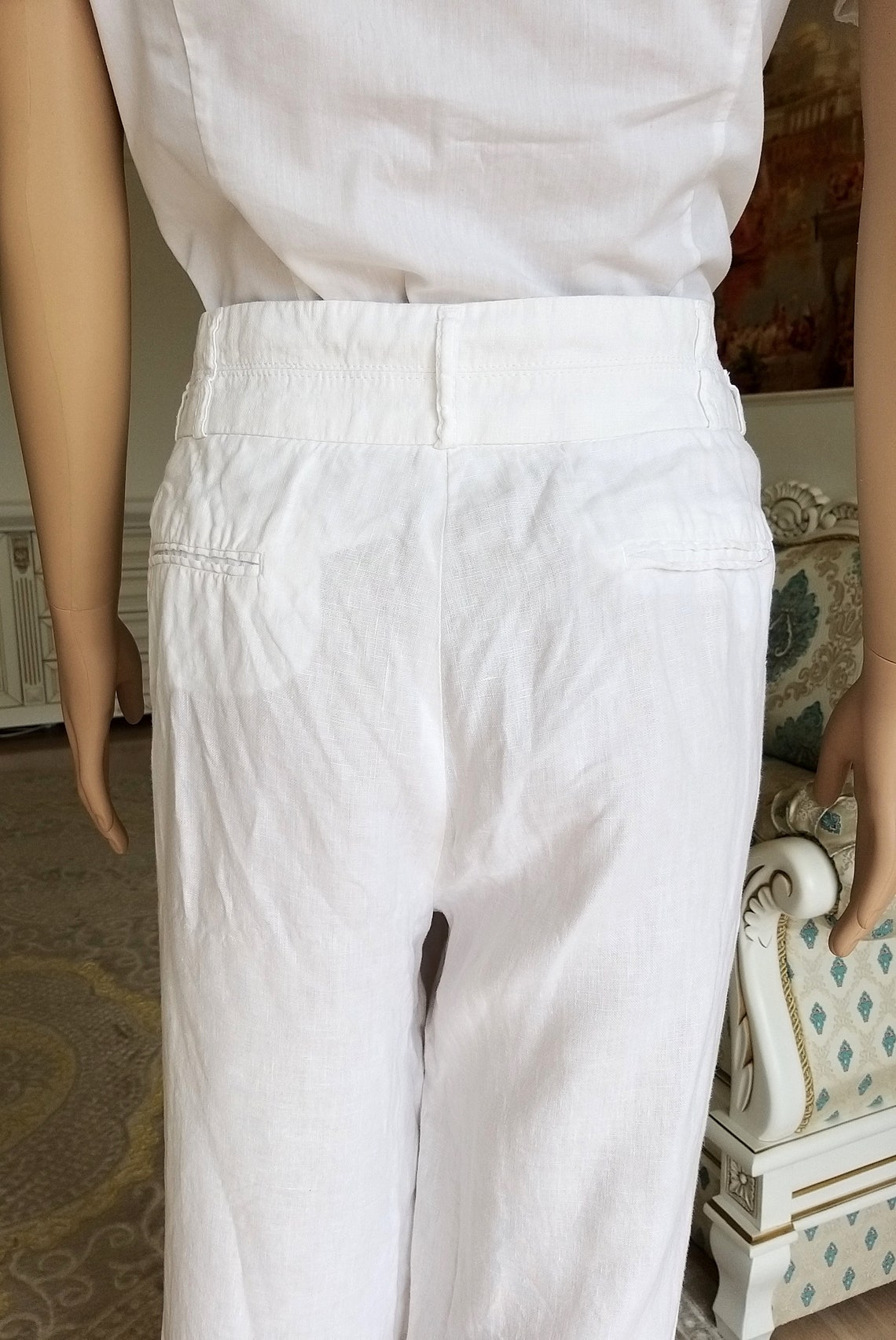 Womens Pants womens linen pants White linen pants White linen Etsy