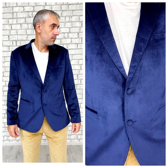 navy blue velvet blazer mens velvet jackets Mens … - image 1