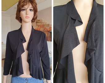 Ruffle bolero Black Bolero Black Crop Jacket M bruiloft bolero bruids bolero Bolero voor jurken Black Shrug Cropped Jacket