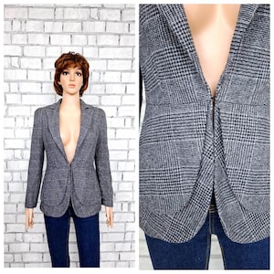 Womens blazer XS Gray Plaid Jacket Plaid blazer Womens Jacket Wool blazer Formal jacket  tweed jacket Wool Jacket suit blazer Tartan Jacket