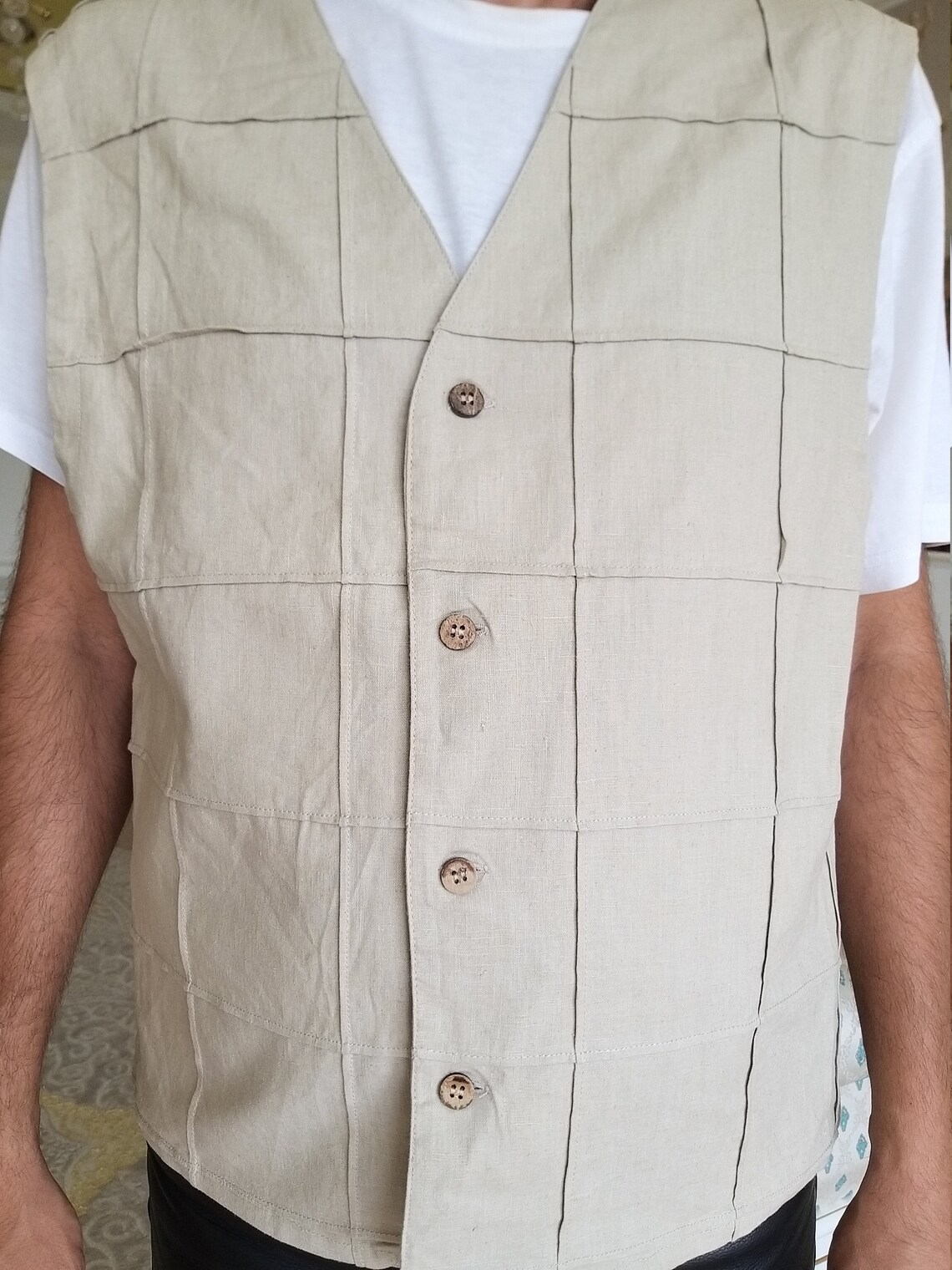 Mens beige Vest Mens linen Vest suit Vest Mens Vest groomsman | Etsy