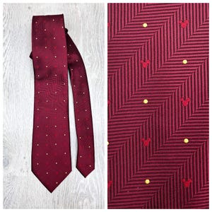 burgundy cartoon tie collectible tie Unlimited Necktie Mickey Mouse tie Walt Disney print Disney tie vintage Disney Necktie mens tie
