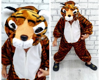 2T kids Tiger costume Animal costume halloween costume Bodysuit  Tiger Kigurumi Jumpsuit Romper animal onesie