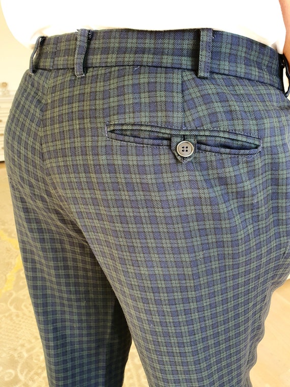 blue Plaid Pants XL Retro Pants Mens Pants Checke… - image 7