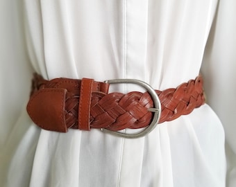 women Leather Belt Vintage leather accessories Woven Leather Belt  Vintage Western Leather Belt Western Belt cowgirl belt Jeans Belt L-XL