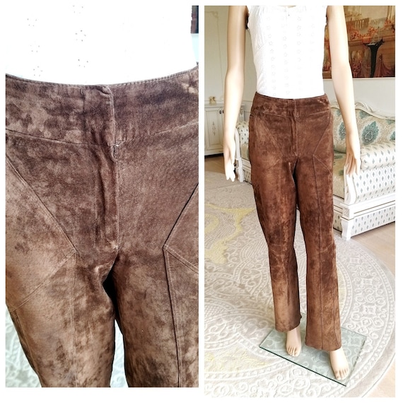 Brown Leather pants suede pants cowgirl Clothing w