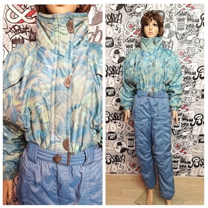 waterproof ski clothing Ski Suit 80s ski suit S Abstract print ski suit Vintage retro ski suit  Snowsuit Winter Clothing Warm suit snow