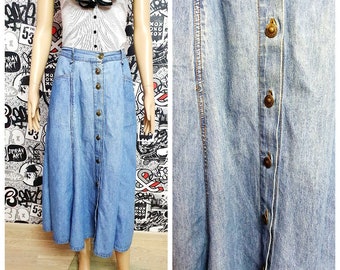 Long Denim Skirt - Etsy