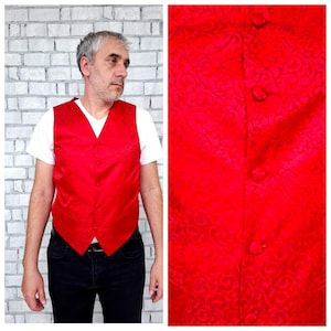 valentines day gift mens red vest M mens boho vest mens vest wedding red groom vest  suit Vest Sleeveless Jacket