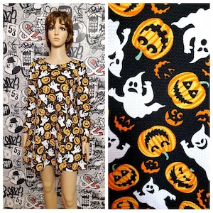ADULT pumpkin print Clothing womens halloween dress halloween Clothing halloween pumpkin costume pumpkin dress cosplay Ghost print dress M