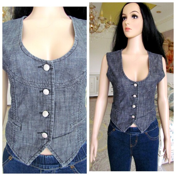 black denim vest women