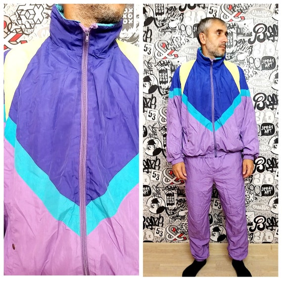 90s purple track suit XL Mens track suit colorful
