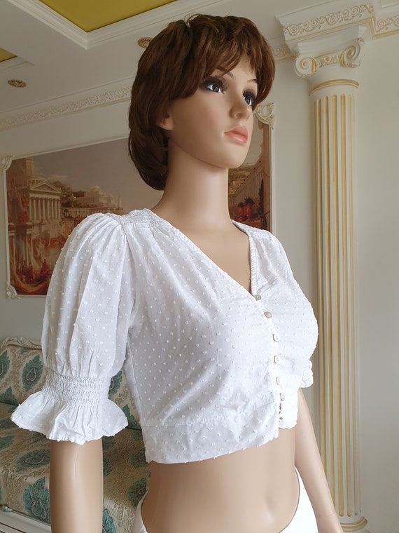 dirndl top S Dirndl Blouse Crop Blouse  folk blou… - image 5