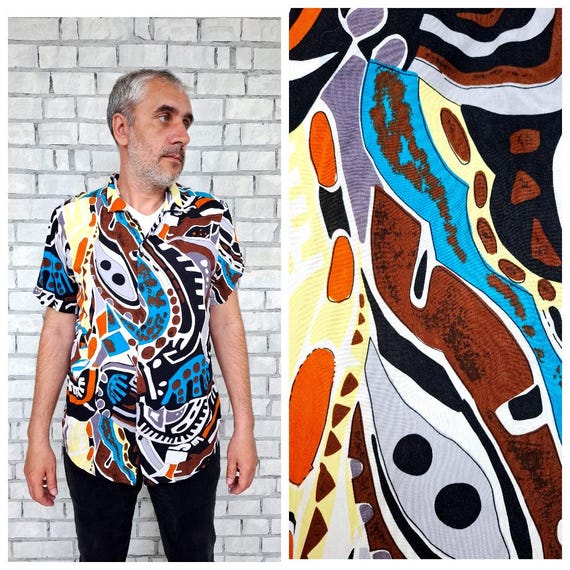 Camicia da uomo XL, camicia casual vintage, camicia da festival