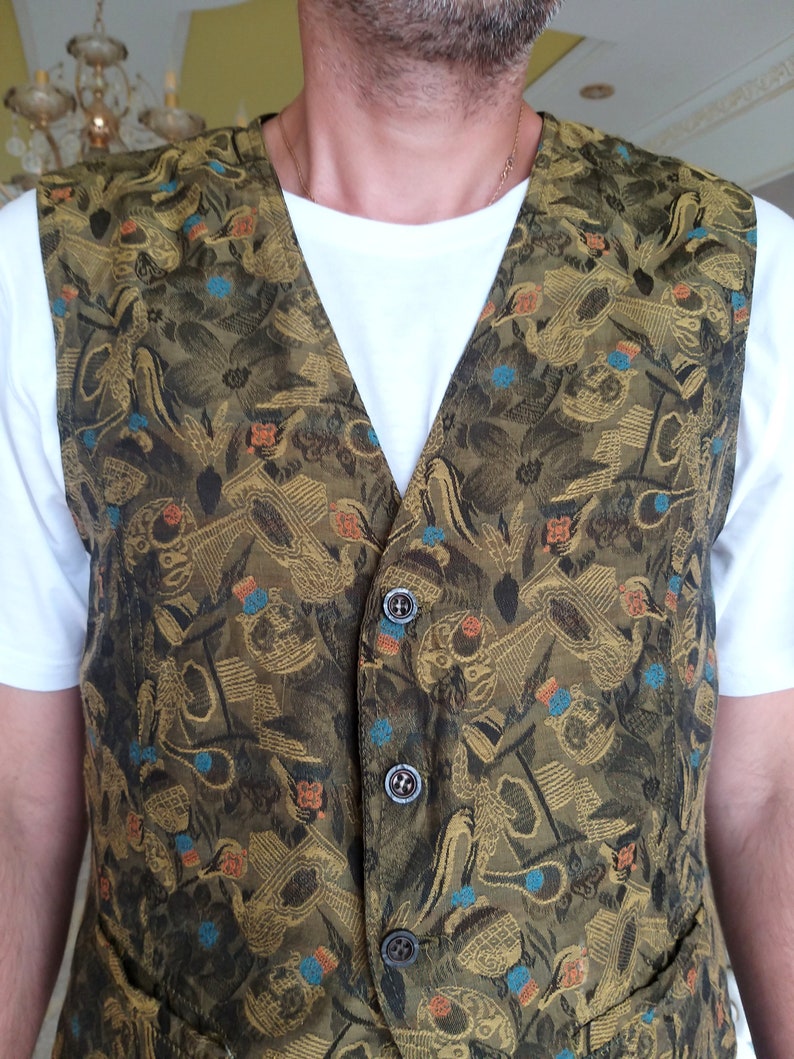 Mens floral vest mens boho vest mens vest wedding mens Etsy