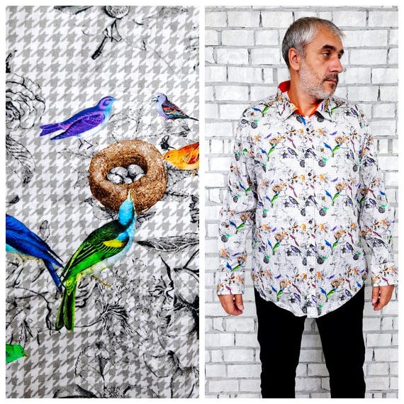 Festivalkleding heren shirt met vogelprint 4XL bloemenshirt katoenen shirt boho shirts hippie shirts heren shirt casual shirts shirts met lange mouwen Etsy Nederland