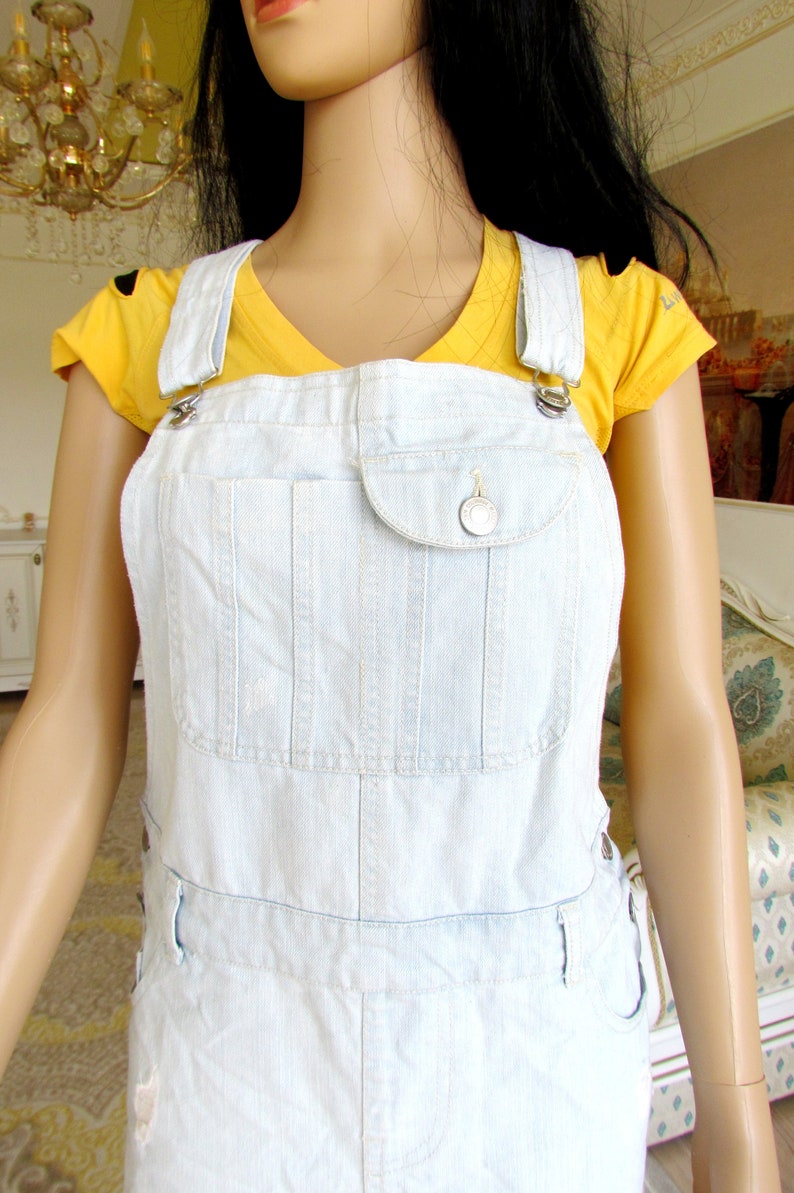 Denim Overall women overall short Denim jumpsuit jean overalls Retro overalls Bib Overall L shortalls Dungarees grunge overalls jean rompers image 2