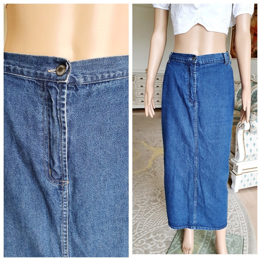 スカート Evelyn Long Denim Skirt VINTAGE BLUE Modest Long Denim Skirt for Women | Evelyn Style Skirt