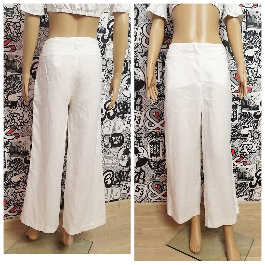 White Linen Clothing Womens Linen Pants White Linen Pants Etsy
