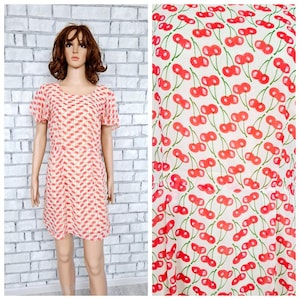 cherry dress L vintage cherry print clothing evening dress Cocktail Dress Pencil dress casual Dress party dress  boho everyday dress