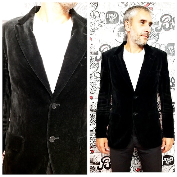 Mens blazer L Mens black velvet blazer Mens jacket