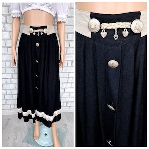 black linen skirt XS/S Dirndl skirt  womens skirt Oktoberfest skirt Trachten Bavarian festival skirt Octoberfest Blouse  folk skirt