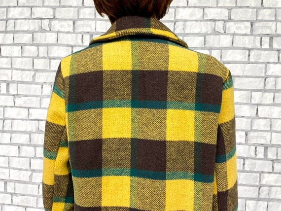 Christmas Gift Brown yellow plaid coat wool coat … - image 7
