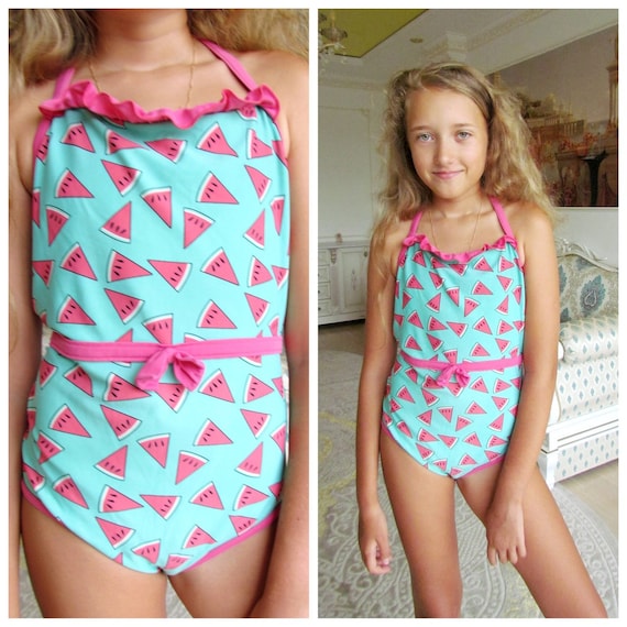 girl Swimwear Vintage girl swimsuits 90s watermelo
