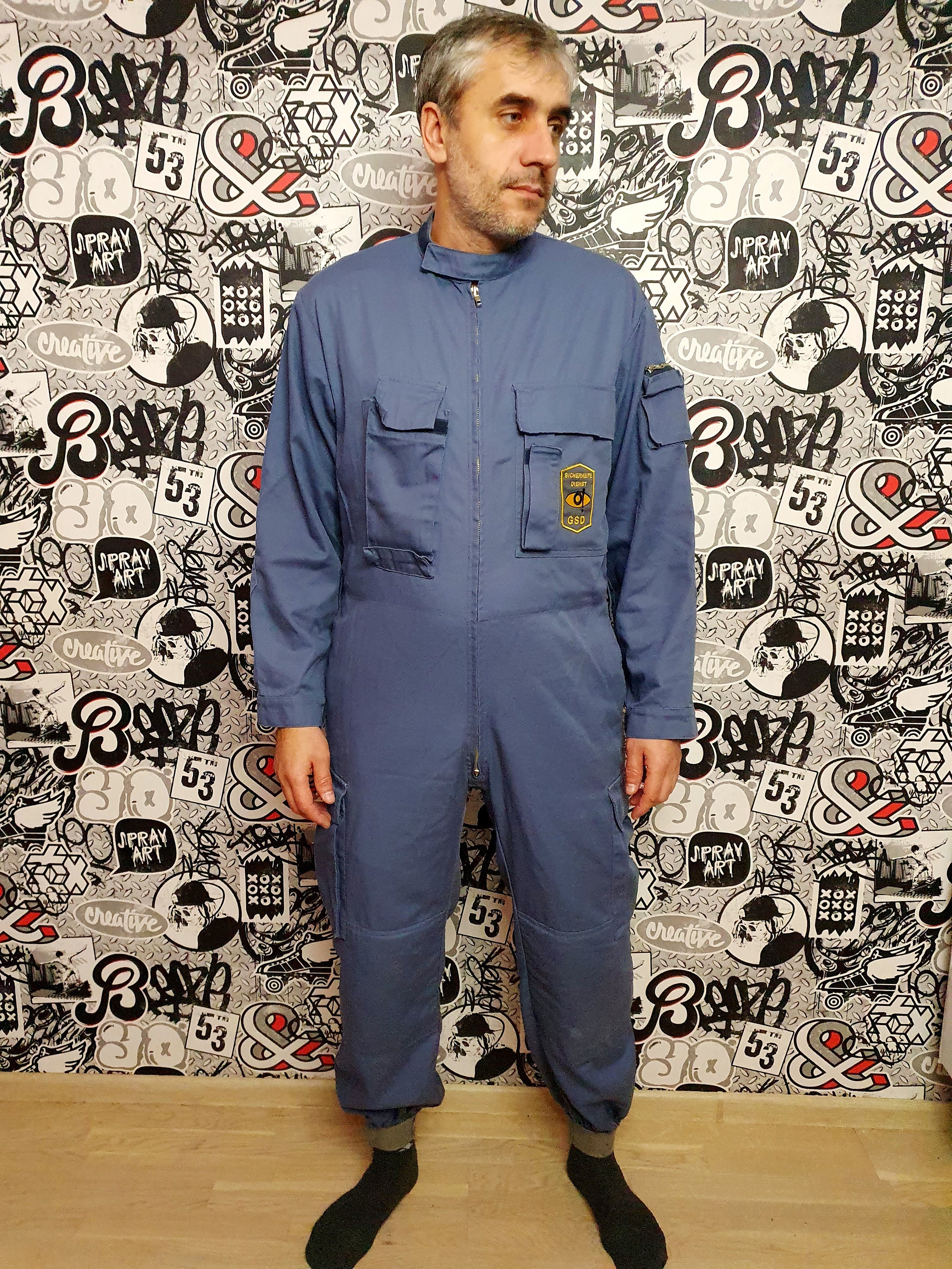 Ropa de trabajo Una pieza gris Mono gris vintage Mono hombre Mono  cremallera para hombres Moollo utilitario mecánico uniforme L -  España