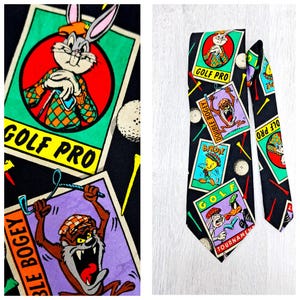 Corbata de declaración Corbata novedosa Corbata coleccionable Corbata de Tweety Bird Corbata del diablo de Tasmania Corbata de Warner Brothers Corbata de dibujos animados Warner Bros Looney Tunes