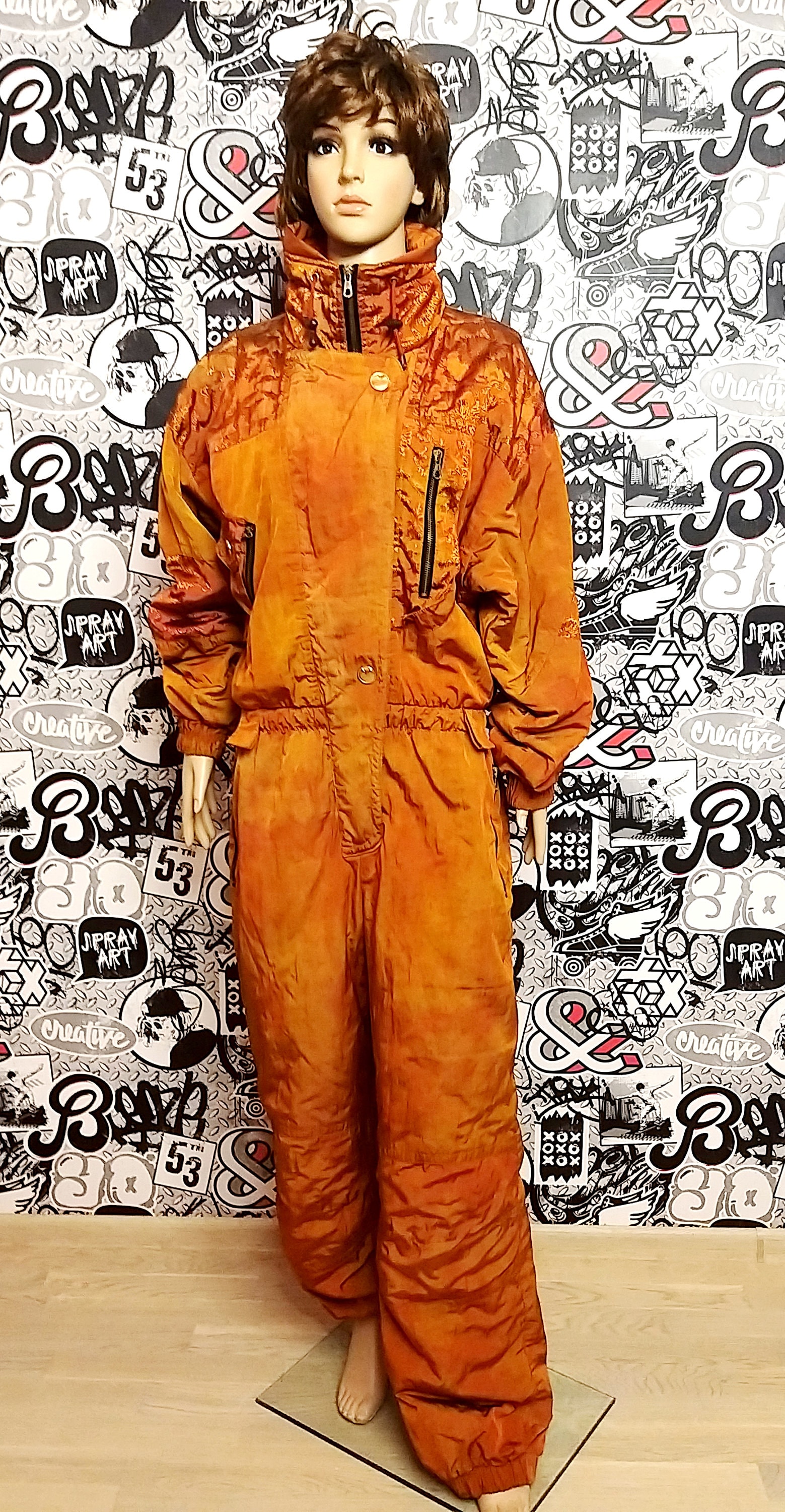 Orange ski suit Vintage Warm Clothing Vintage Skiing Suit Ski Etsy