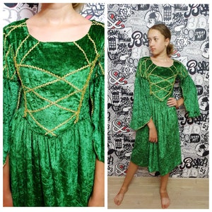 10 girl dress kids princess costume halloween dress princess dress cosplay medival dress Anna dress fancy dress Green forest fairy dress