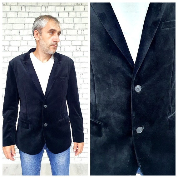mens velvet jackets Mens jackets Mens blazer blac… - image 1
