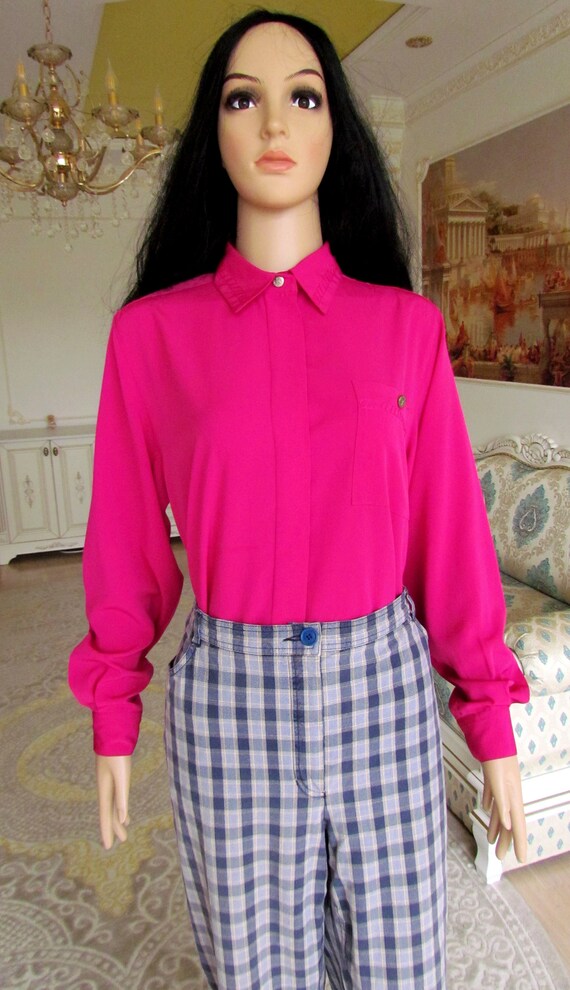 80s pink blouse long sleeve Blouse Victorian Blou… - image 4