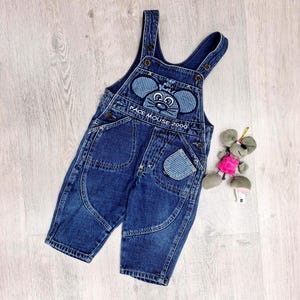 9-12 Monate tempo Maus Druck Jeans Overall Hosen Baby Kinder Overall Kind Denim Overall Baby Kleinkind Outfit Denim Overall Denim Romber