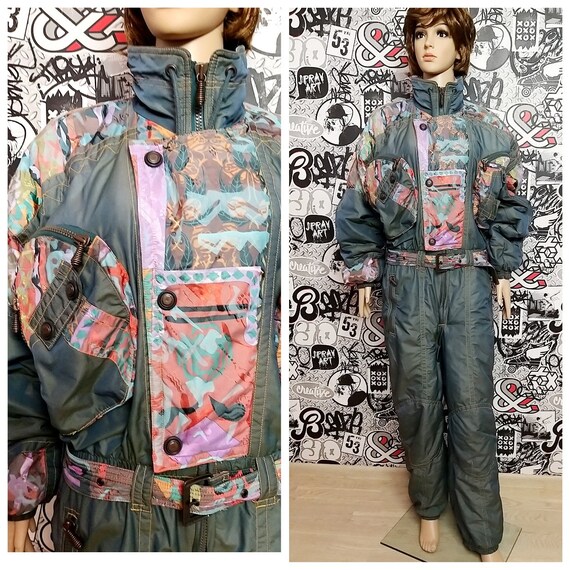 Abstract print ski suit ski clothing Ski Suit 80s